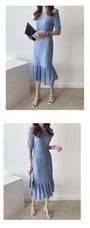 Stilvolles Eis-Seide Strick-Sommer-Casual A-Linien Kleid | Damenmode