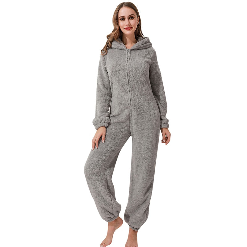 Winter Plush Jumpsuit | Lined Long Sleeve Pajamas