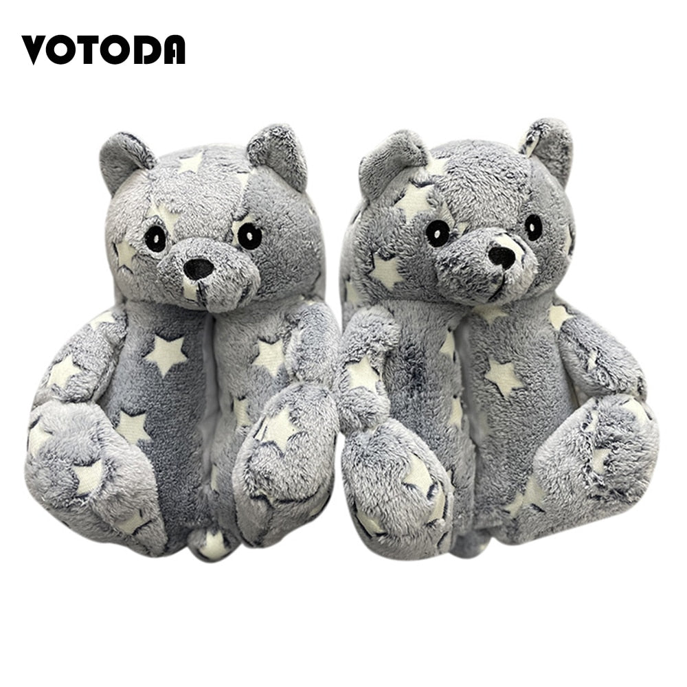 Teddy Bear Plush Slippers Cartoon