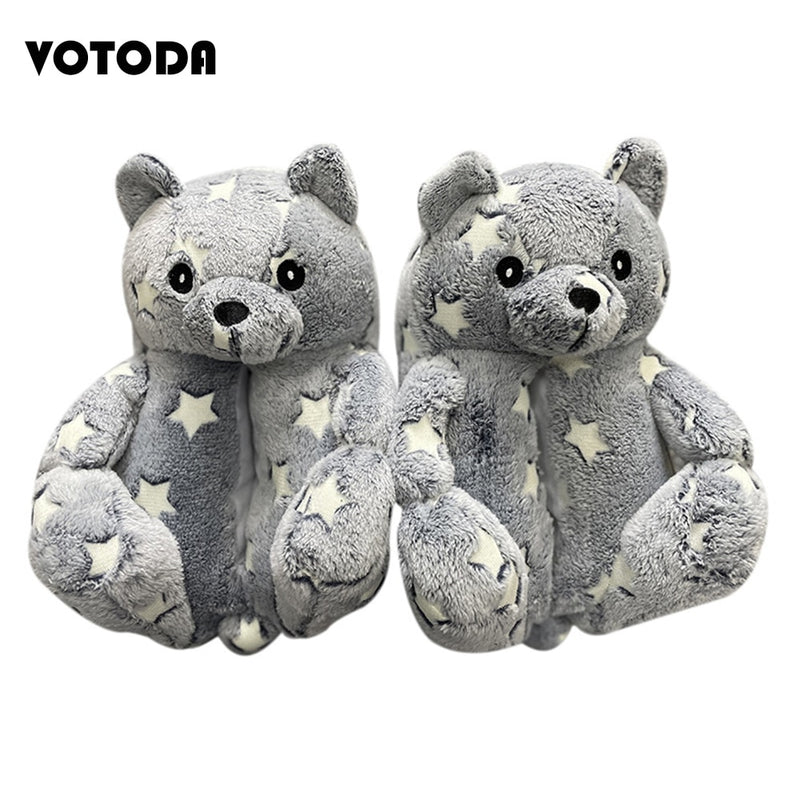 Teddy Bear Plush Slippers Cartoon
