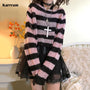 Karrram Pink Gestreifte Gothic Pullover