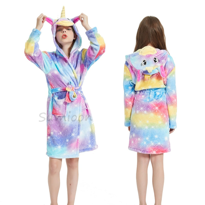 Children's unicorn bathrobe