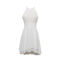 Elegante Zomerse Halterjurk | Hoge Taille Mouwloze Chiffon Midi | Gelaagde Party Slim Fit