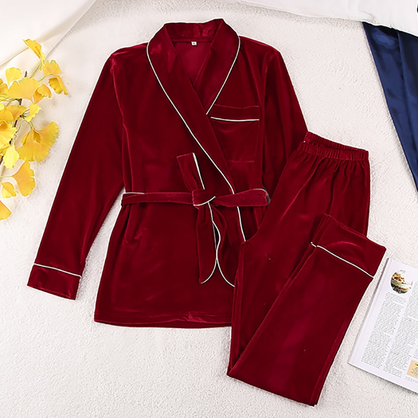 Velvet Pajamas Warm Long Sleeve