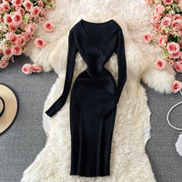 Elegantes Sommergestricktes Bodycon-Kleid | Kurzarm-Pullover-Maxikleid