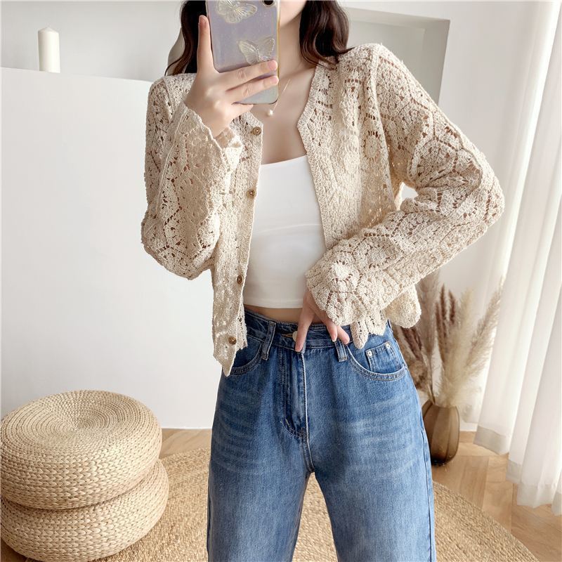 Cotton cardigan with patterns