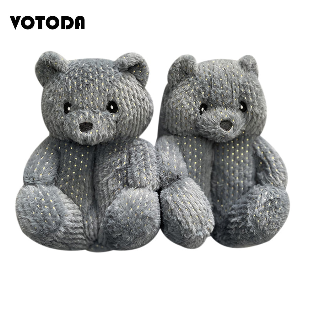 Teddy Bear Plush Slippers Cartoon