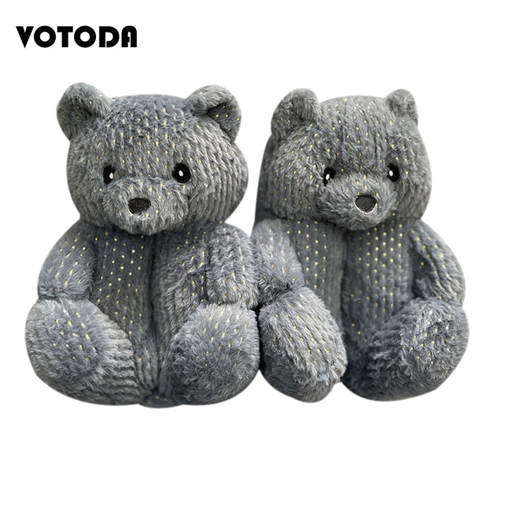 Teddy Bear Plush Slippers Cartoon