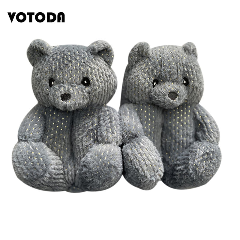 Teddy Bear Plush Slippers Cartoon