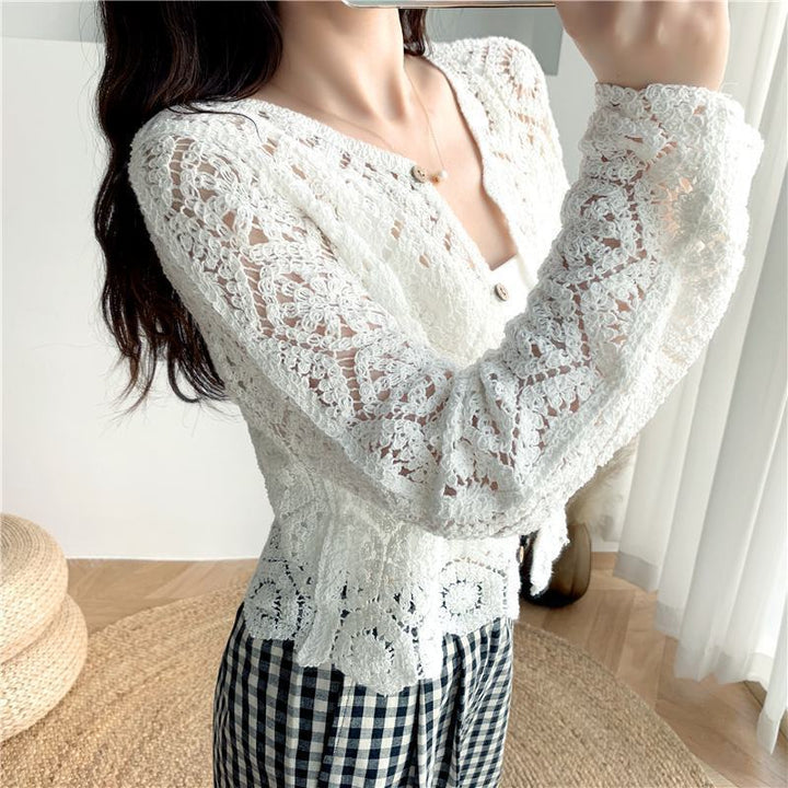 Cotton cardigan with patterns