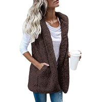Plush sleeveless vest with hood