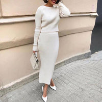 Geribde Gebreide Trui Jurk | Herfst Winter Casual Lange Maxi Bodycon