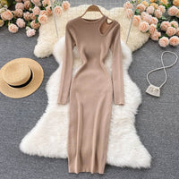 Elegantes schickes Maxikleid | Sexy Hollow-Out Gestricktes Bodycon
