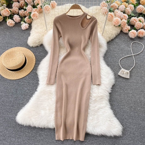 Elegantes schickes Maxikleid | Sexy Hollow-Out Gestricktes Bodycon