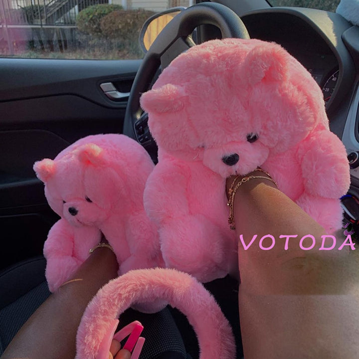 Teddy Bear Plush Slippers Cartoon