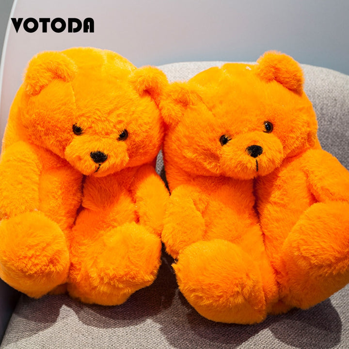 Teddy Bear Plush Slippers Cartoon