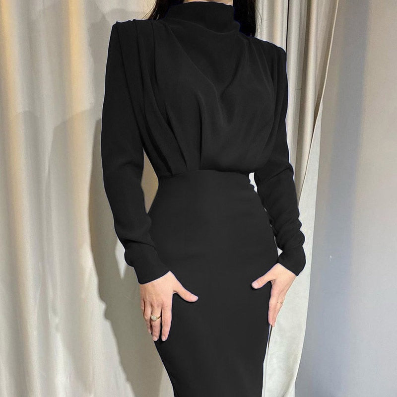 Elegant Autumn Winter Long Sleeve Maxi Dress Bodycon | Office & Party Wear