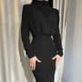 Elegantes Herbst-Winter Maxikleid mit langen Ärmeln Bodycon | Büro- & Festkleidung