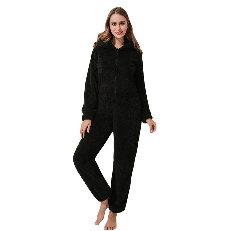 Winter Plush Jumpsuit | Lined Long Sleeve Pajamas