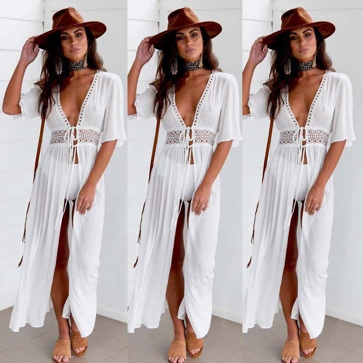 Elegantes Plus-Size-Spitzen-Strandkleid | Sonnenschutz