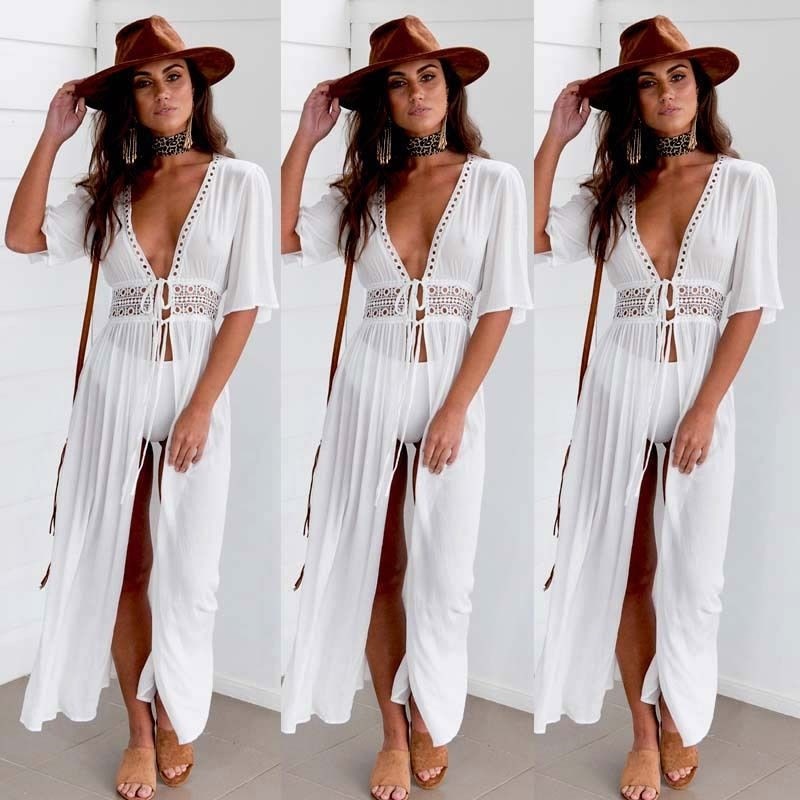 Elegantes Plus-Size-Spitzen-Strandkleid | Sonnenschutz