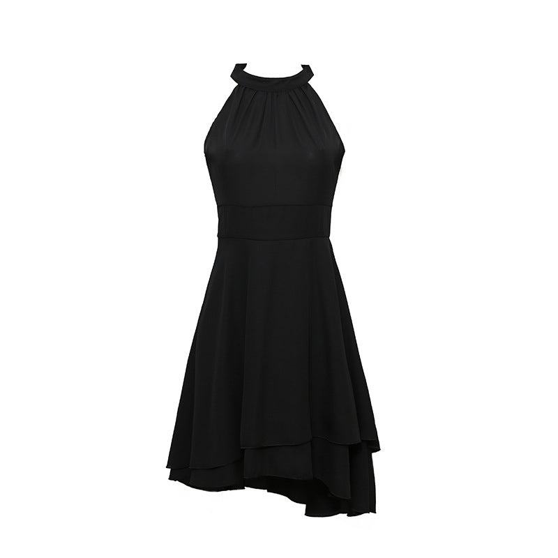 Elegante Zomerse Halterjurk | Hoge Taille Mouwloze Chiffon Midi | Gelaagde Party Slim Fit