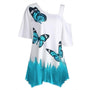 Schmetterlingsprint Cold Shoulder T-Shirt | Sommer-Tunika für Damen