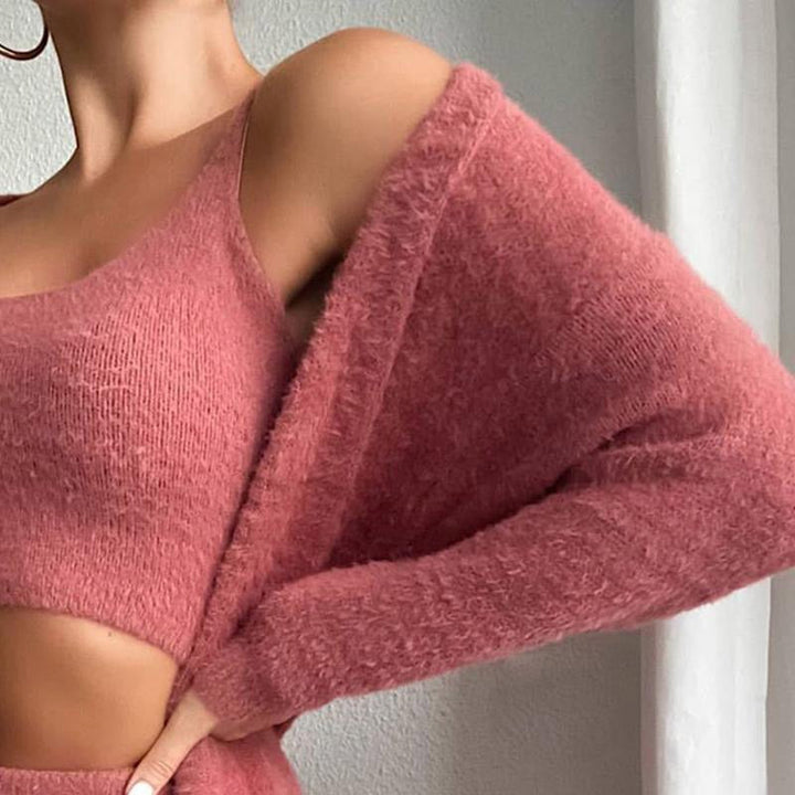 3-delige Loungewear Set Scoop Neck Crop Tops | Dames Casual Pyjama Set