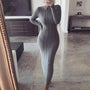 Elegantes Strick-Bodycon-Maxikleid mit langen Ärmeln | Winter Abend Casual