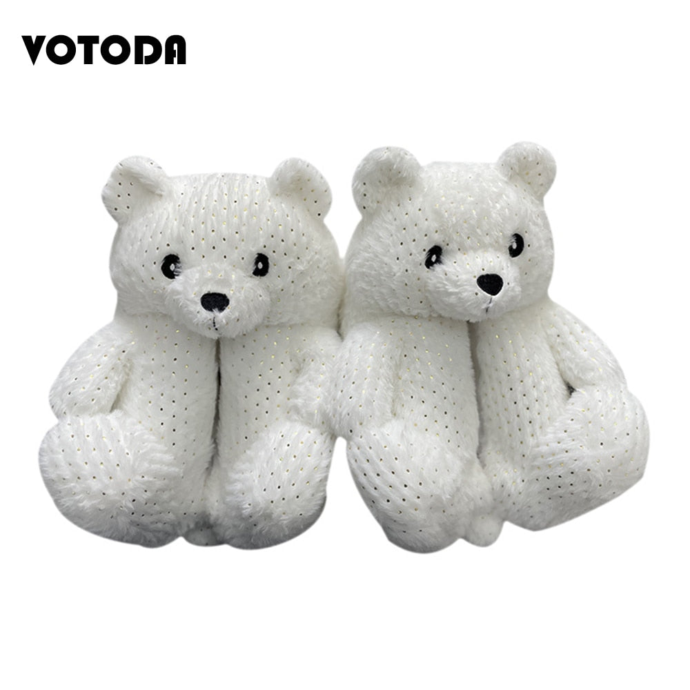 Teddy Bear Plush Slippers Cartoon