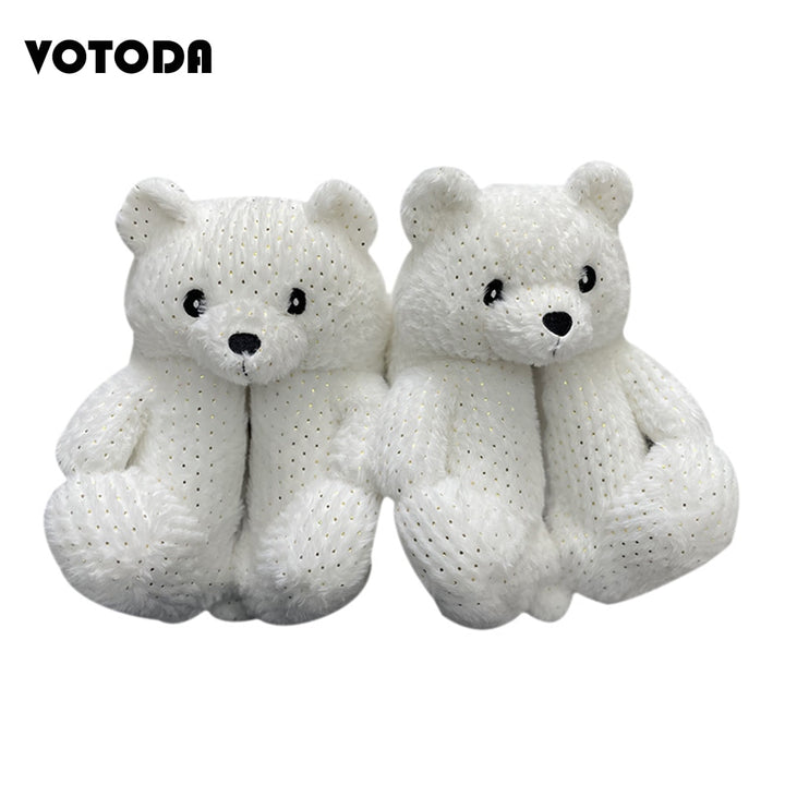 Teddy Bear Plush Slippers Cartoon