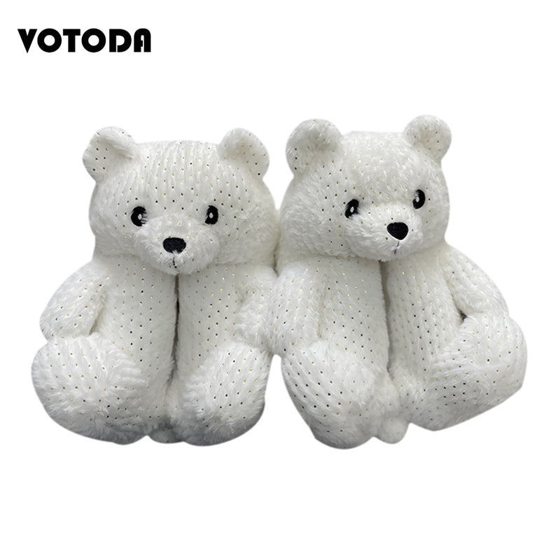 Teddy Bear Plush Slippers Cartoon