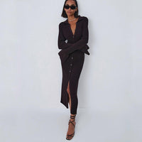 Elegantes Gestricktes Bodycon Kleid mit langen Ärmeln und enger Passform | Winter Freizeitkleidung