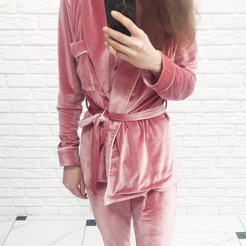 Velvet Pajamas Warm Long Sleeve