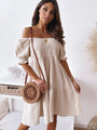 Sexy Rückenfreies Minikleid | Puffärmel Party Strandkleid