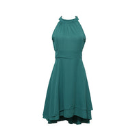 Elegante Zomerse Halterjurk | Hoge Taille Mouwloze Chiffon Midi | Gelaagde Party Slim Fit