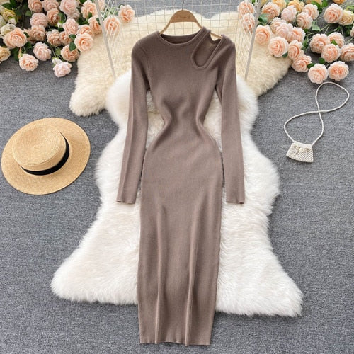 Elegantes schickes Maxikleid | Sexy Hollow-Out Gestricktes Bodycon