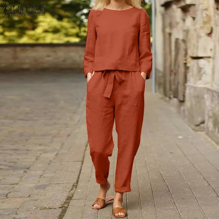 Summer Short Sleeve Blouse & Harem Pants Set | Casual Two-Piece Outfit