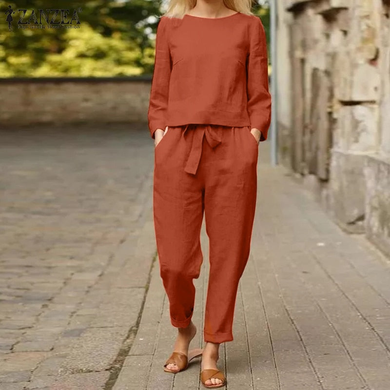 Summer Short Sleeve Blouse & Harem Pants Set | Casual Two-Piece Outfit