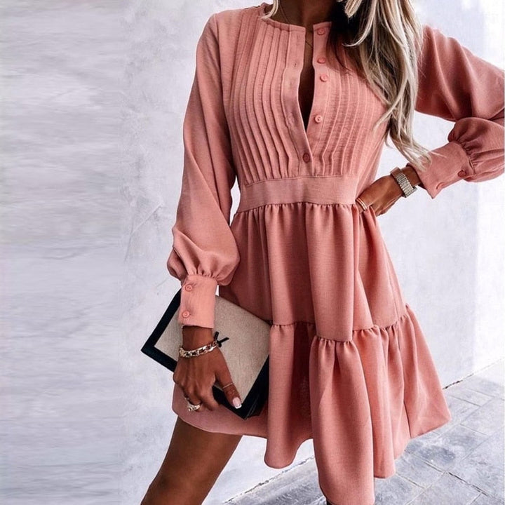 Casual Ruffle Knoopjurk | Lente Lange Mouwen A-lijn Mini Jurk