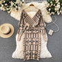Elegantes geometrisches gestricktes Bodycon-Kleid | Langarm-Pulloverkleid