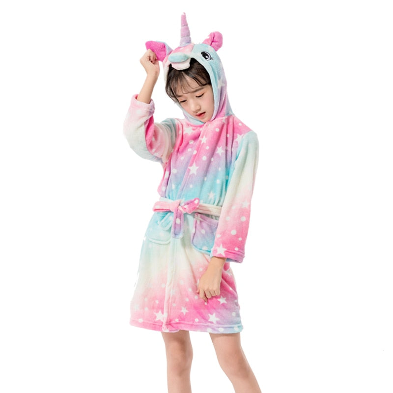 Children's unicorn bathrobe