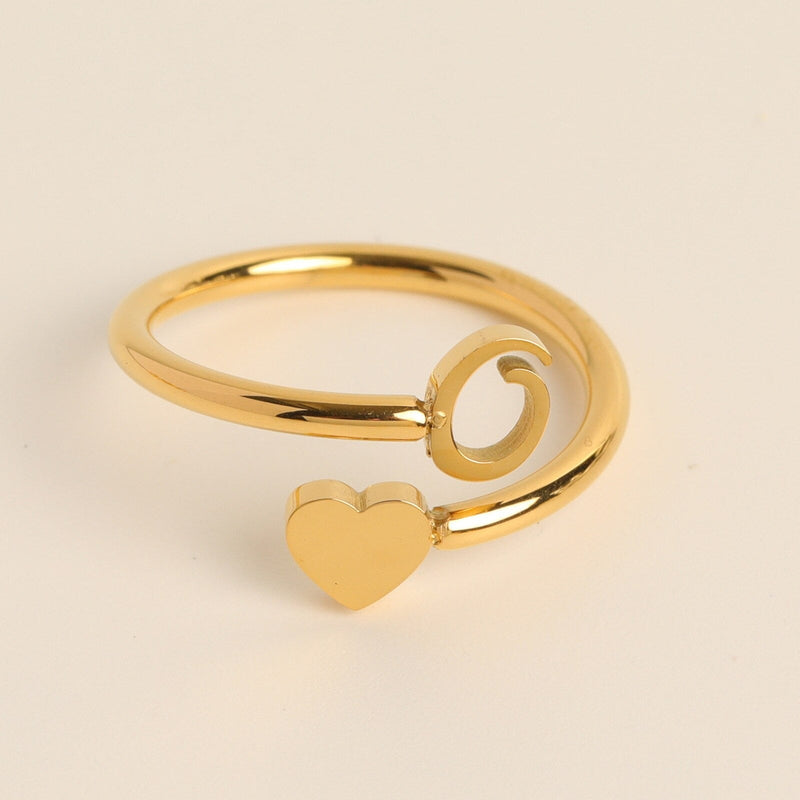 Initial Heart Ring | Letter Ring