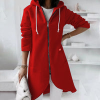 Mid-length coat with hood