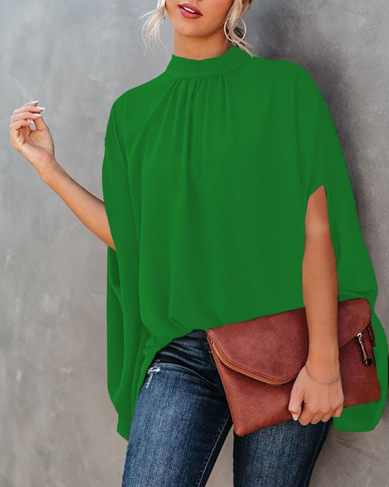 Elegante Loszittende Blouse met Vleermuismouwen voor de Zomer | Casual Mode Streetwear Top