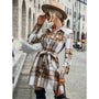 Kariertes gestreiftes Hemdblusenkleid mit langen Ärmeln | Casual | Lockere Passform