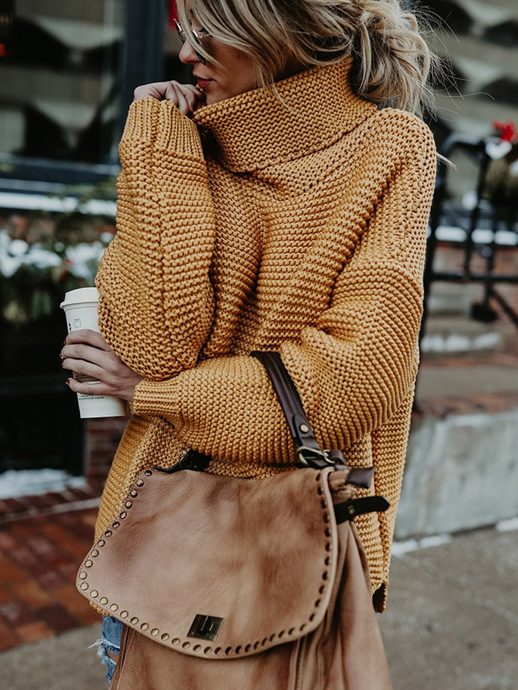 RosaShirt I Oversized Rollkragenpullover für Damen