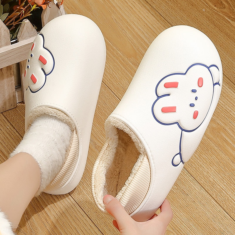 Cartoon Cotton Slippers Thick Flat Sole