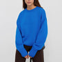 WYWM Kaschmir Eleganter Damenpullover Oversized Gestrickte Basic Pullover Rundhals Locker Weiche Damen Strickware Pullover