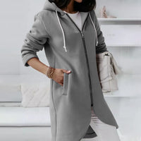 Mid-length coat with hood